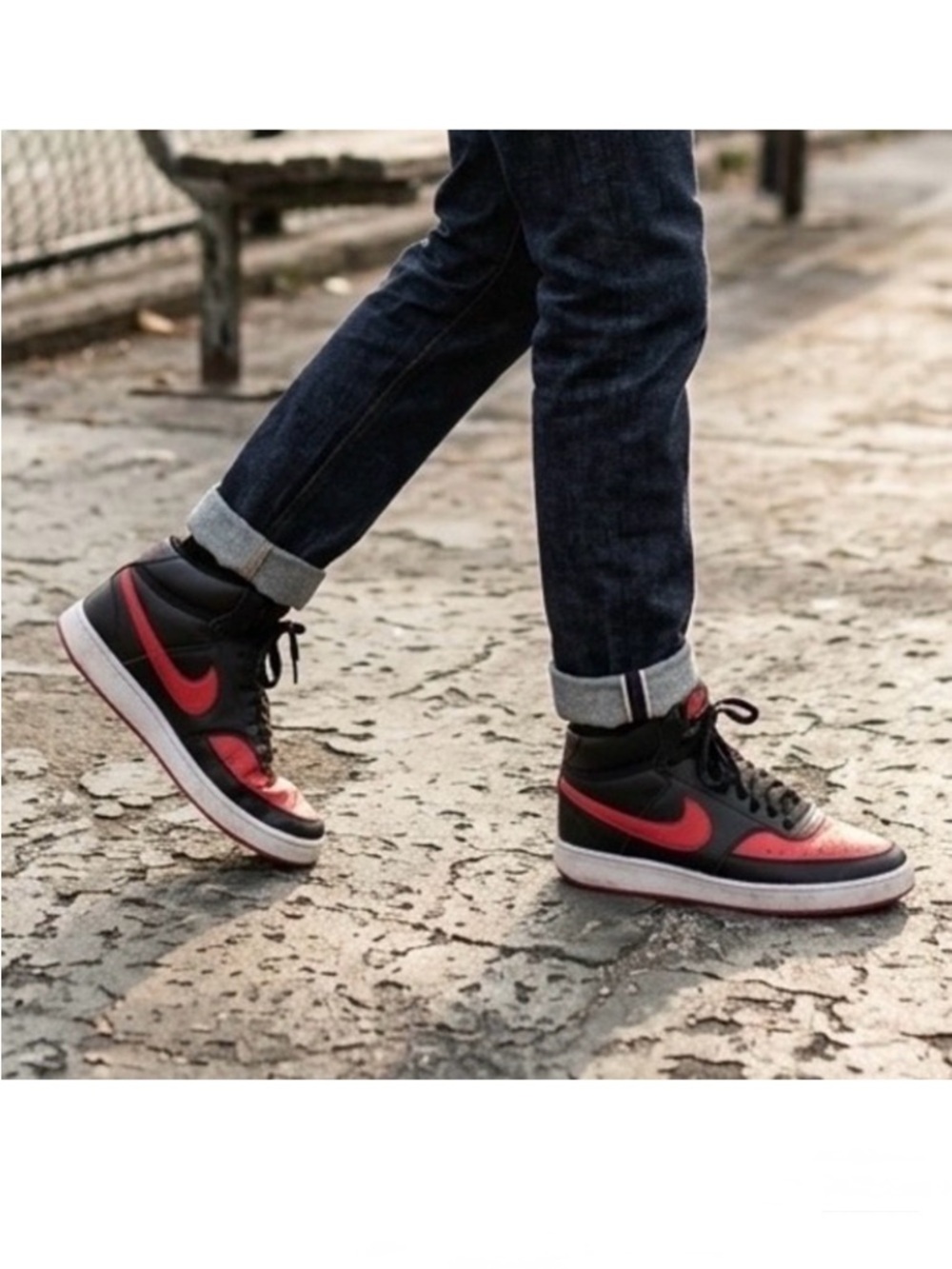 Nike Court Vision Mid DM8682-001 University Red Black Bred Shoes Mens Size 10.5